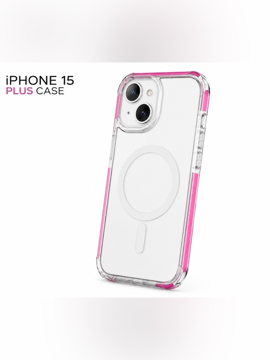 Apple iphone 15 plus clear case Other - NWOT iPhone 15 Plus Clear MagSafe Case Pink Bumper Shockproof Protective Cover